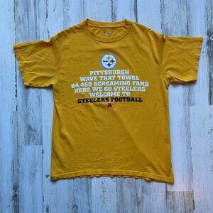 ♦️4/$25 NFL Pittsburgh Steelers Mens Size Medium Yellow T-Shirt Stadium Cotton
